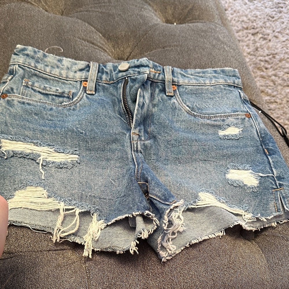 Blank NYC Light Blue Distressed Jean Shorts